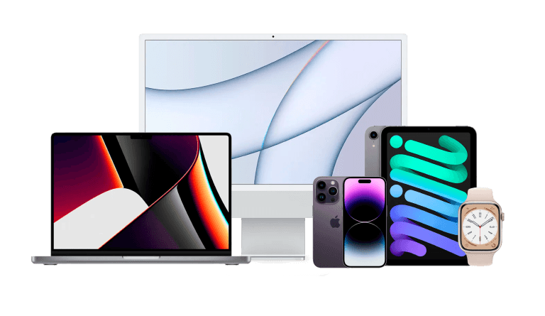 MacBook, AirPods, iPhone y Apple Watch — ecosistema Apple